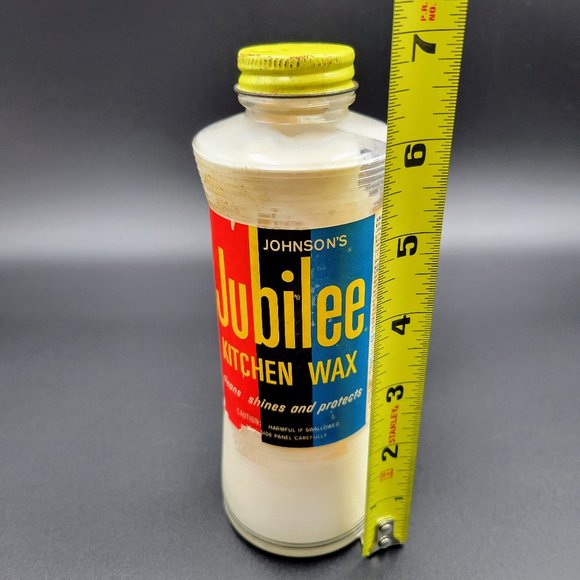 Vintage Jubilee Kitchen Wax Not Full Dried White Glass Jar SC Johnson AS IS Read - Picture 10 of 11